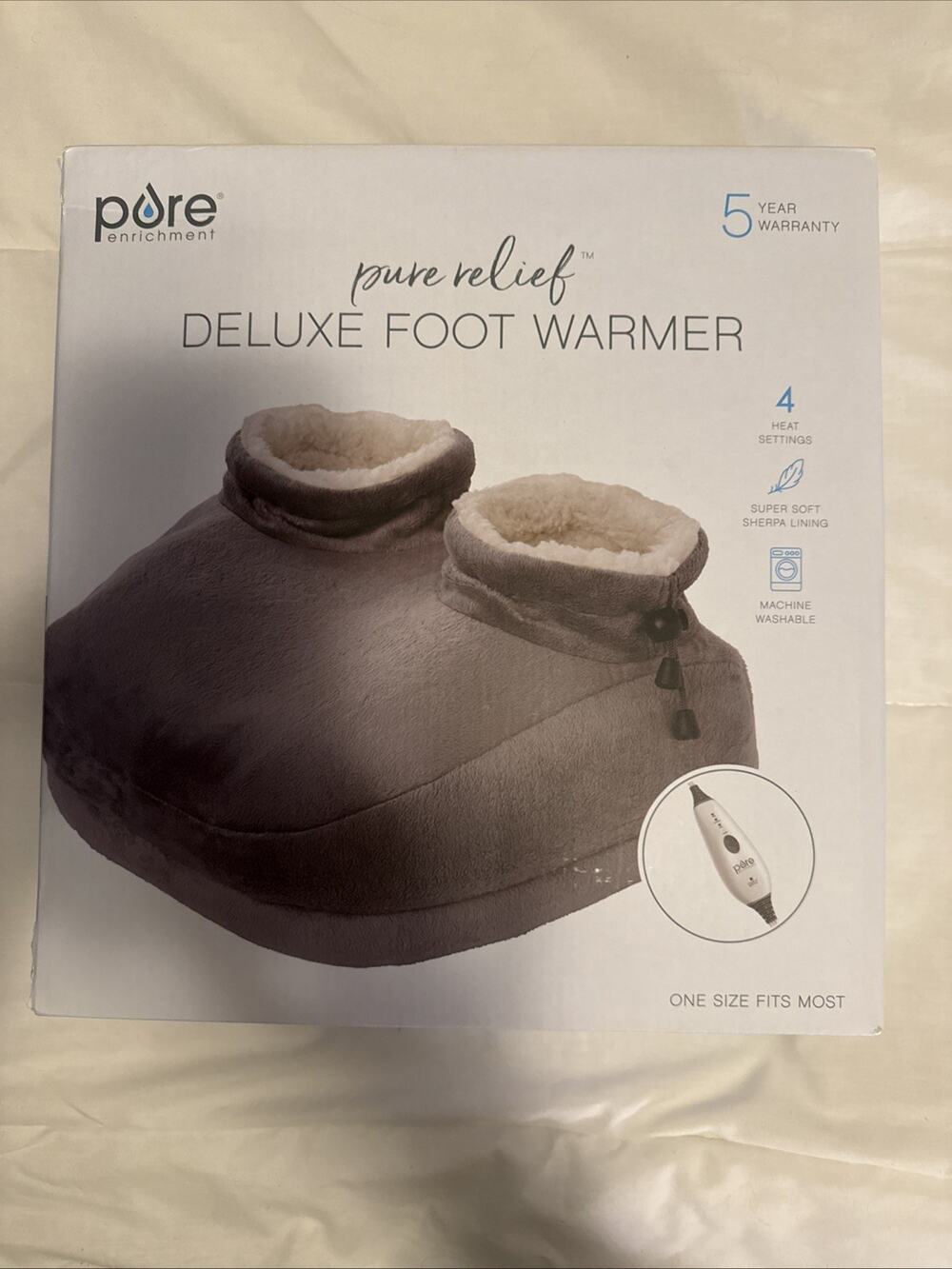 Pure Enrichment PureRelief™ Deluxe Foot Warmer Sherpa Micro Mink Auto Shut Off